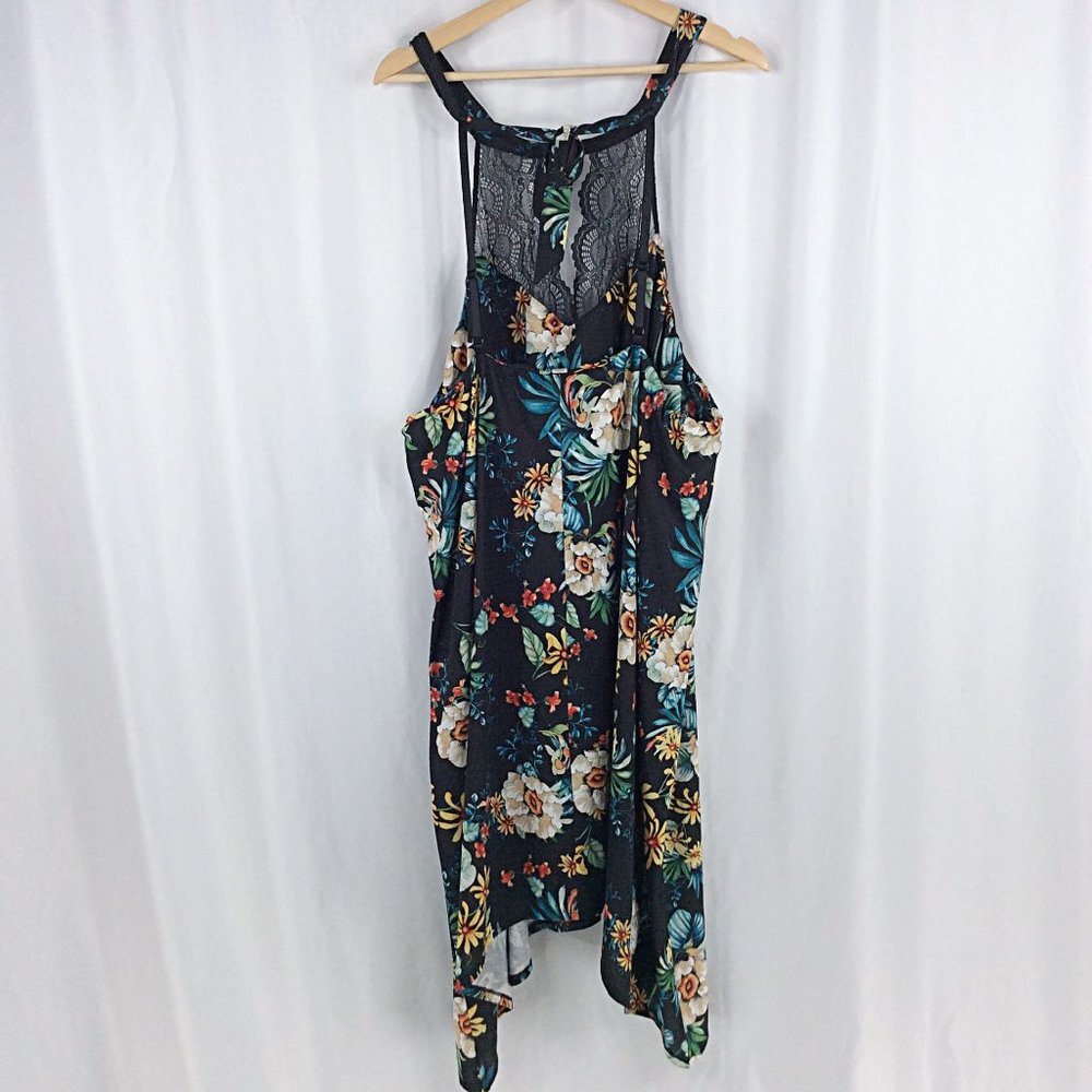 Cacique 22/24 2X High Neck Tank Night Gown Sleep Dress Lace Floral Lane Bryant - Picture 2 of 9